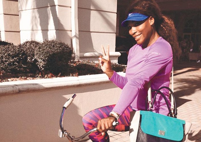 Serena Williams kerékpárral